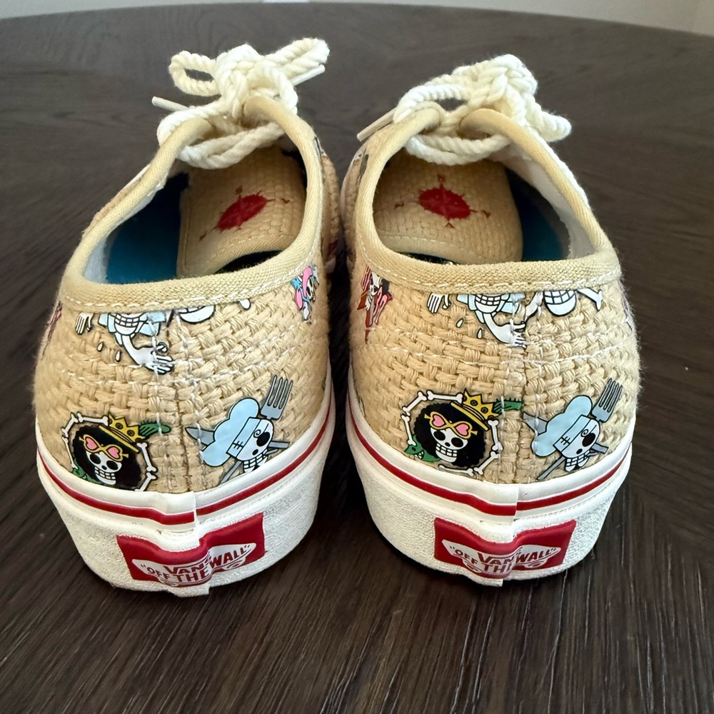 Vans x One Piece Authentic Sneakers Kids 3.5Y Woven Raffia Straw Collab Rare - Picture 3 of 6